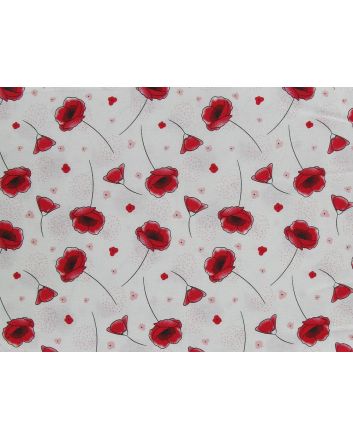 Poppy Fields Cotton Print, Ivory