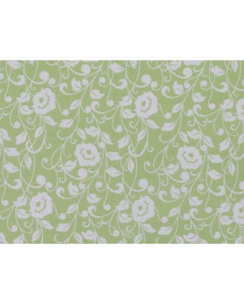 Poppy Flower Polycotton Print, Lime