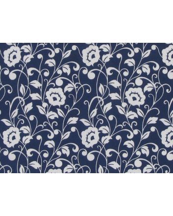 Poppy Flower Polycotton Print, Navy