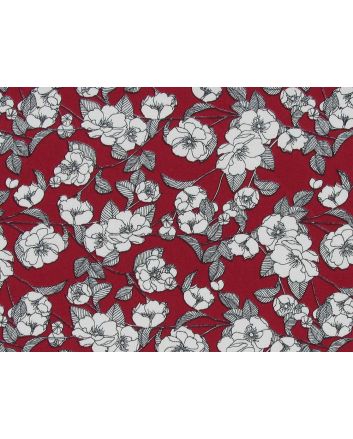 Poppy Silhouette Field Cotton Poplin Print, Claret
