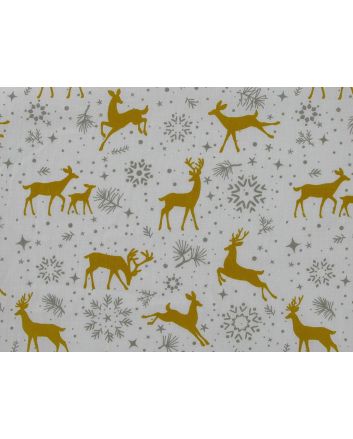 Prancing Reindeers Christmas Polycotton, White