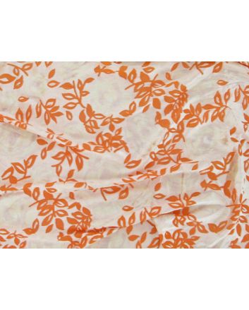 Printed Burnout Flower Velour - Orange