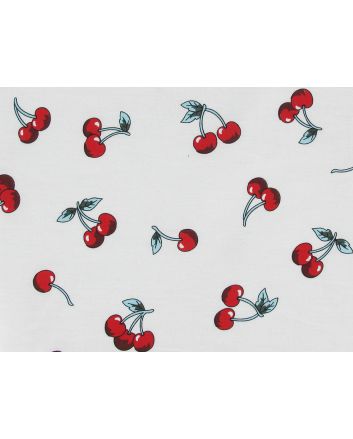 Printed Cherry Cotton Poplin, White