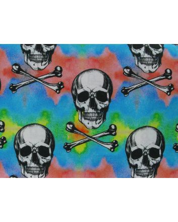 Psychedelic Skull and Crossbones Cotton Print