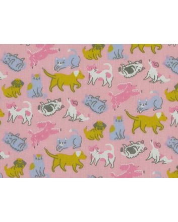 Puppies and Kittens Polycotton Print, Pink