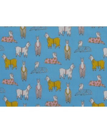 Pyjama Llama Polycotton Print, Light Blue