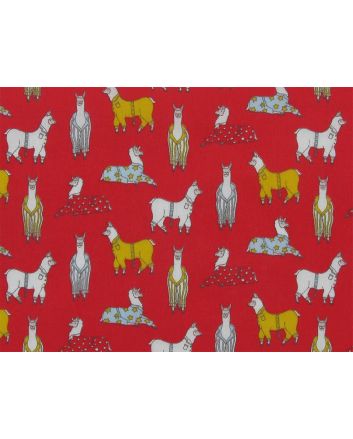 Pyjama Llama Polycotton Print, Red