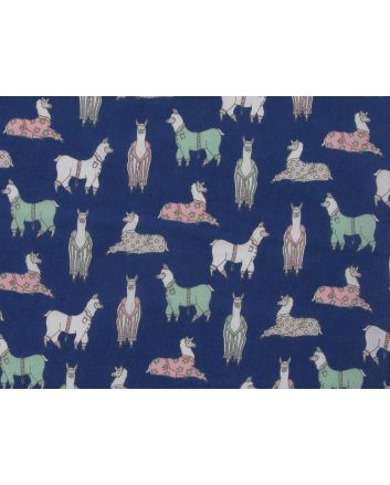 Pyjama Llama Polycotton Print, Royal
