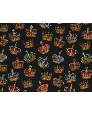 Queens Crowns Cotton Print, Black
