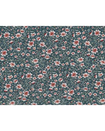 Radiant Fleur Viscose Stretch Poplin, Cyan