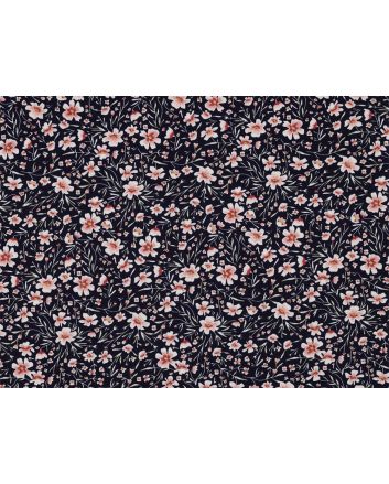 Radiant Fleur Viscose Stretch Poplin, Navy