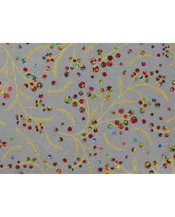 Rainbow Christmas Metallic Cotton Print, Berries, Silver