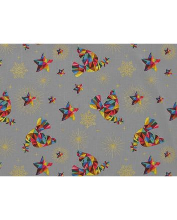  Rainbow Christmas Metallic Cotton Print, Doves, Silver
