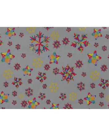 Rainbow Christmas Metallic Cotton Print, Snowflake, Silver