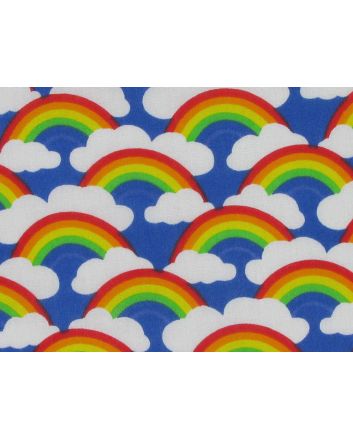 Rainbow Clouds Polycotton Print, Royal