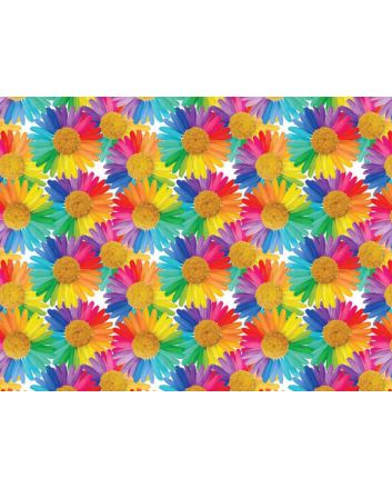 Rainbow Daisies Cotton Print