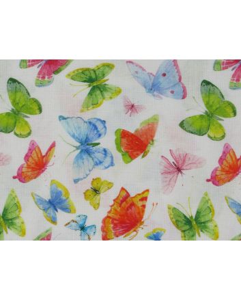 Rainbow Flutter Cotton Print, White