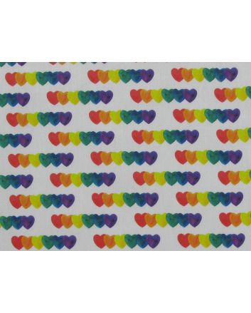Rainbow Heart Row Cotton Print