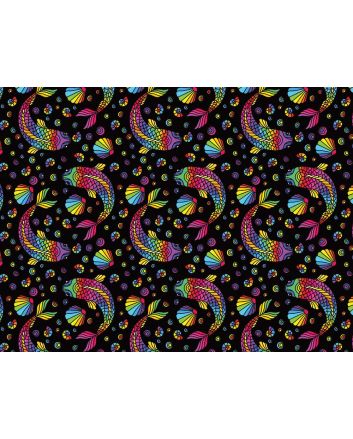 Rainbow Mosaic Cotton Print, Fish