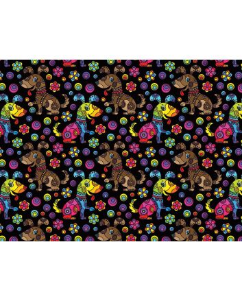 Rainbow Mosaic Cotton Print, Puppy