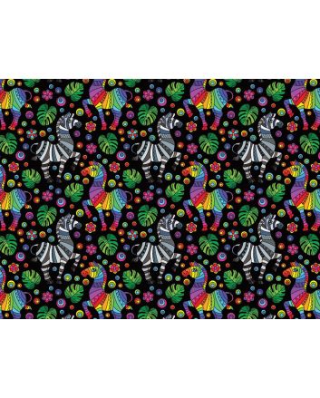 Rainbow Mosaic Cotton Print, Zebra