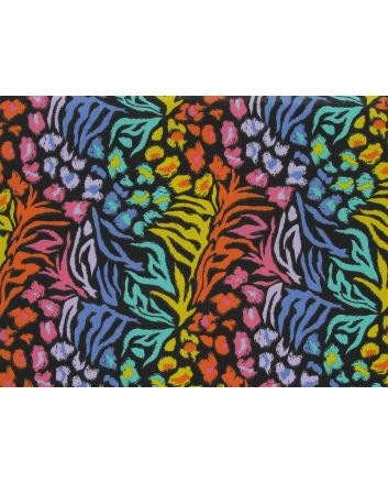 Rainbow Safari Polycotton Print, Black