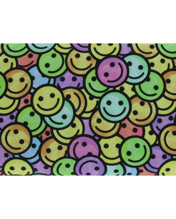 Rainbow Smiley Faces Cotton Jersey