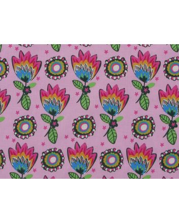 Rainbow Tulip Cotton Poplin Print, Pink