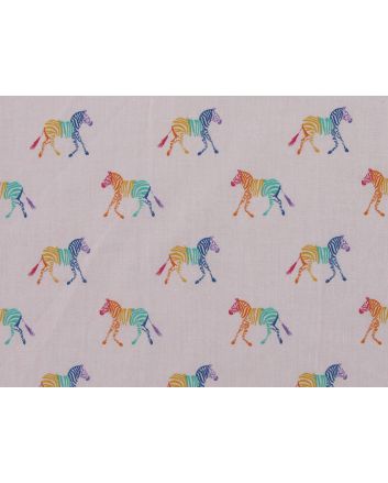 Rainbow Zebra Polycotton Print, Pink
