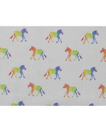 Rainbow Zebra Polycotton Print, White