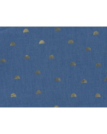 Rainbows Gold Foil Printed Chambray