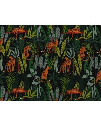 Rainforest Cheetah Cotton Poplin Print, Black