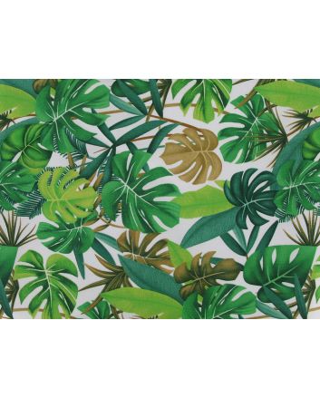 Rainforest Jungle Leaves Cotton Poplin, Ivory