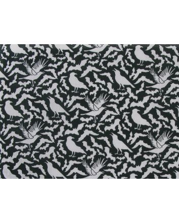 Ravens and Bats Halloween Polycotton Print, Black