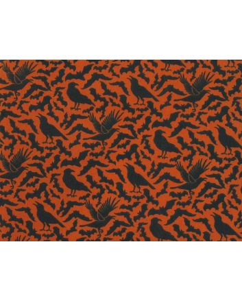 Ravens and Bats Halloween Polycotton Print, Orange