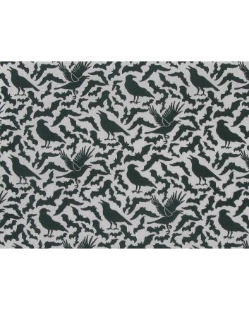 Ravens and Bats Halloween Polycotton Print, White