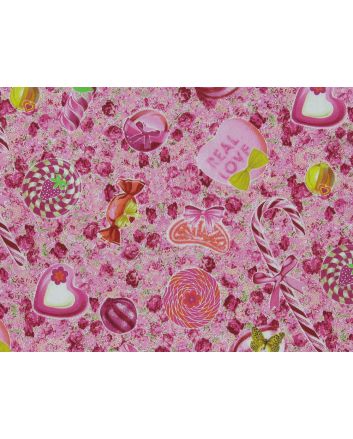 Real Love Sweeties Cotton Print, Pink