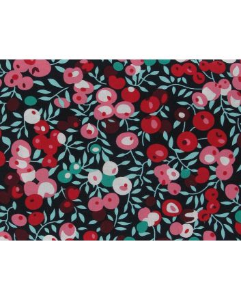 Red Berry Cotton Print, Navy