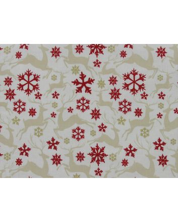 Reindeer Golden Snowflake Cotton Poplin Print, Ivory