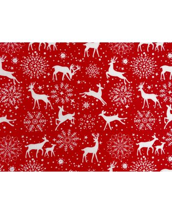 Reindeer Snowflake Cotton Print, Red