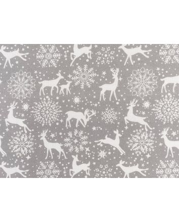 Reindeer Snowflake Cotton Print, Silver