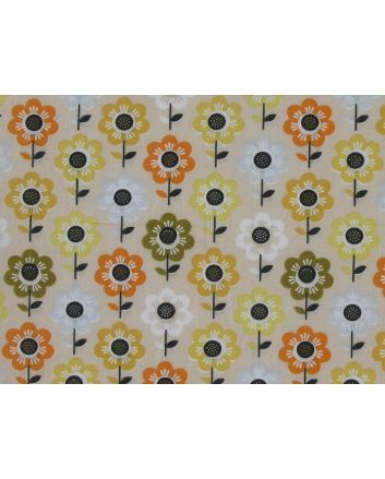 Retro Daisy Polycotton Print, Beige