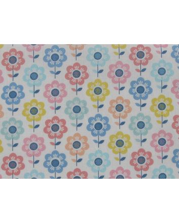 Retro Daisy Polycotton Print, White