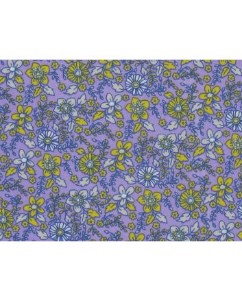Retro Floral Polycotton, Purple
