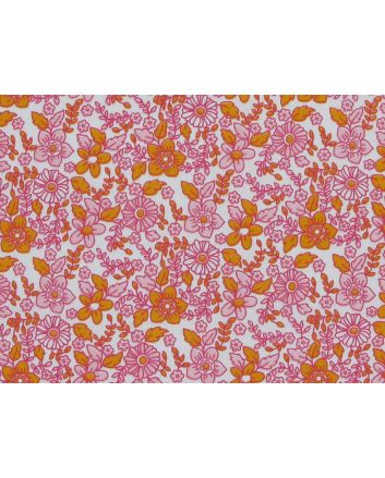 Retro Floral Polycotton, White