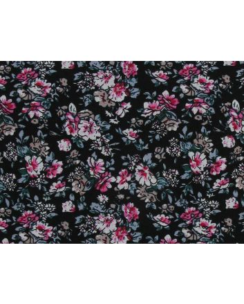 River Rose Cotton Print, Black