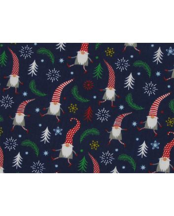 Roaming Christmas Conks Polycotton Print, Navy