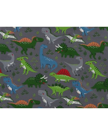 Roaming Dinosaurs French Terry, Dark Grey