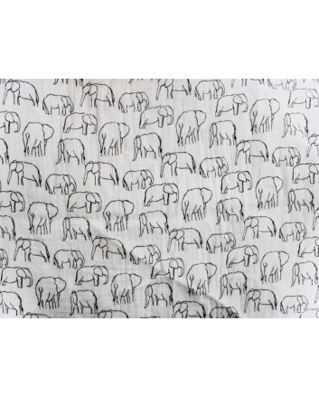 Roaming Elephants Printed Double Gauze