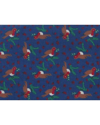 Robin Branch Polycotton Print, Navy